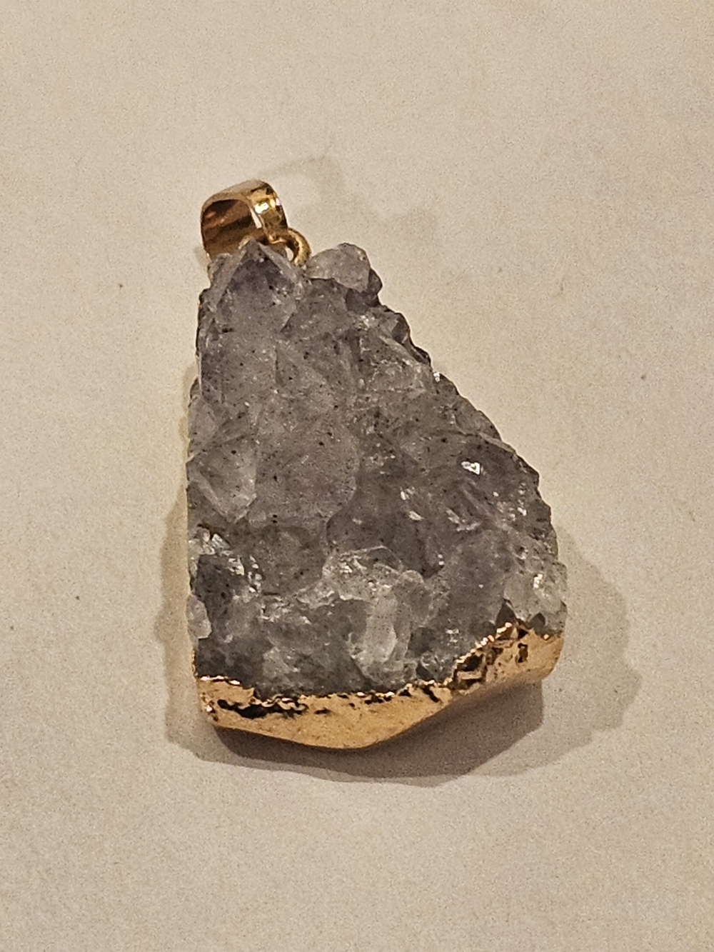 Raw Amethyst Druzy Pendang • Gold Dipped Crystal Pendant • Natural Geode